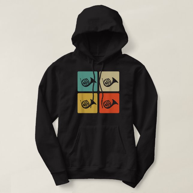 Horn Player Retro Horn Silhouette für das französi Hoodie (Design vorne)