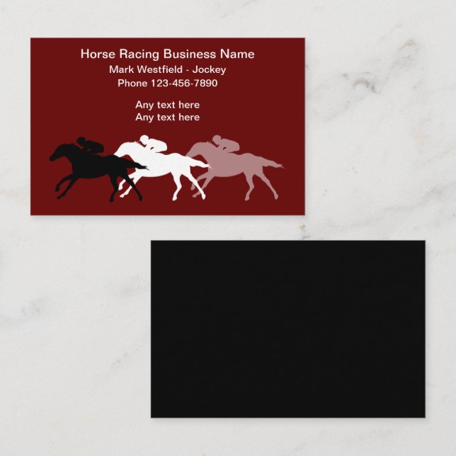 Horn Racing Jockey Theme Business Cards Visitenkarte (Vorne/Hinten)