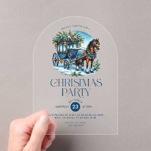 Horn und Carriage Blue Christmas Party laden Acryleinladungen