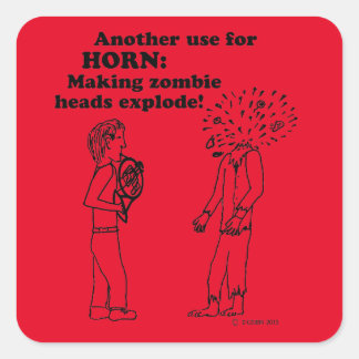Horn Zombie Explode Square Sticker