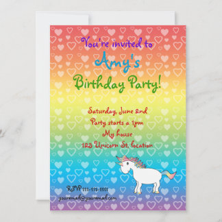 Hörnchen Einhorn am Regenbogengeburtstag Einladung