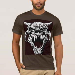 Hörndämonen-Monster-Schädel Dark Fantasy Vektor Gr T-Shirt