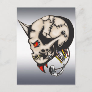 Horned Cyborg Robot Postkarte
