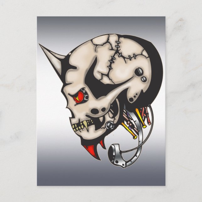 Horned Cyborg Robot Postkarte (Vorderseite)