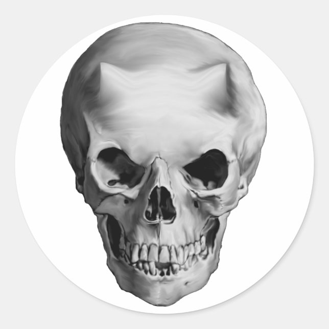 Horned Demon Skull Goth Evil Halloween Devil Runder Aufkleber (Vorderseite)