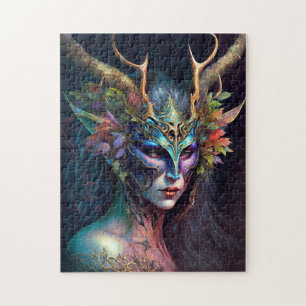 Horned Elf Woman Fantasy Art Jigsaw Puzzle