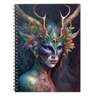 Horned Elf Woman Fantasy Art Notebook Notizblock