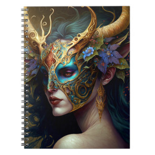 Horned Elf Woman Fantasy Art Notizblock