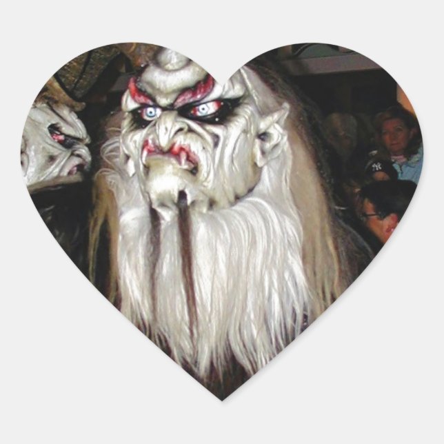 Horned Japanese Devil Mask Herz-Aufkleber (Vorderseite)