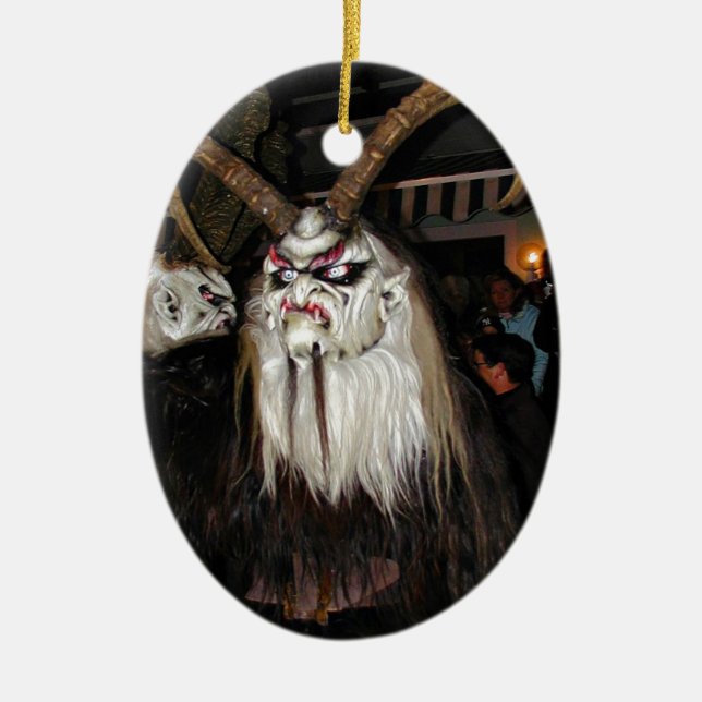 Horned Japanese Devil Mask Keramikornament (Vorne)