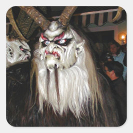 Horned Japanese Devil Mask Quadratischer Aufkleber