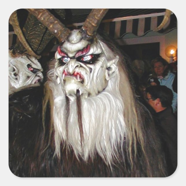 Horned Japanese Devil Mask Quadratischer Aufkleber (Vorderseite)