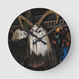 Horned Japanese Devil Mask Runde Wanduhr