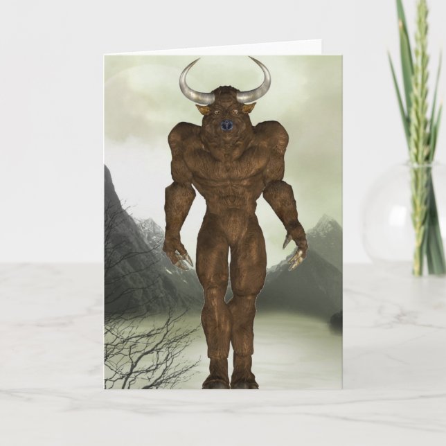 Horned Minotaur Note Card Karte (Vorderseite)