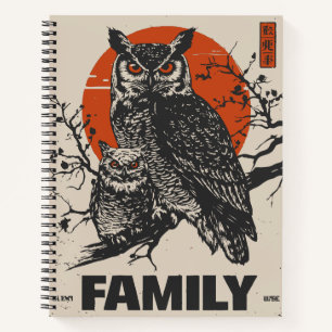 Horned Owl and Owlet - Watchful Wild Family Notizbuch
