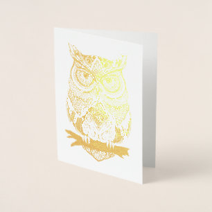 Horned Owl Gold Foil Blank Grußkarte Folienkarte