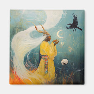 Horned Priestess Moon Occult Dark Hexy AI Art Magnet