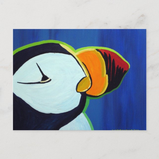 Horned Puffin Postkarte (Vorderseite)