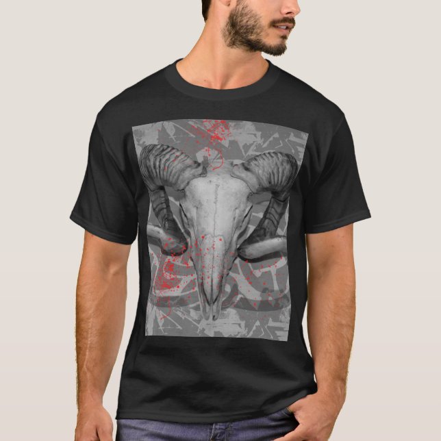 Horned Stamm-Rammskull T-Shirt (Vorderseite)