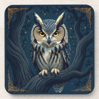 Horned Uhu in der Nacht Getränkeuntersetzer