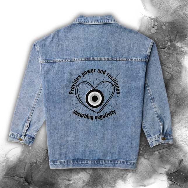 Hornhaut, Schwarzes Böse Augenschutz-Monogramm | Jeansjacke (Von Creator hochgeladen)