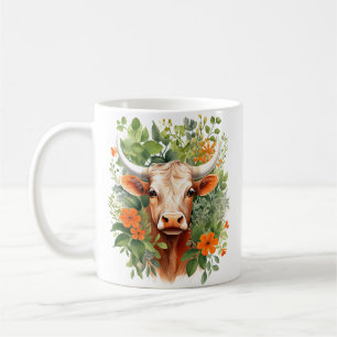 Hornkuh und Blume Kaffeetasse