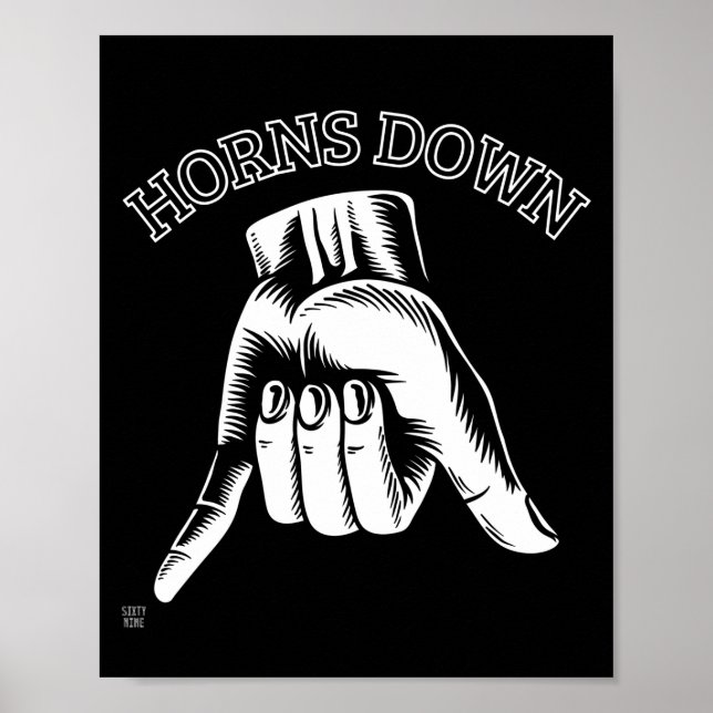 "HORNS DOWN" lustig Poster (Vorne)