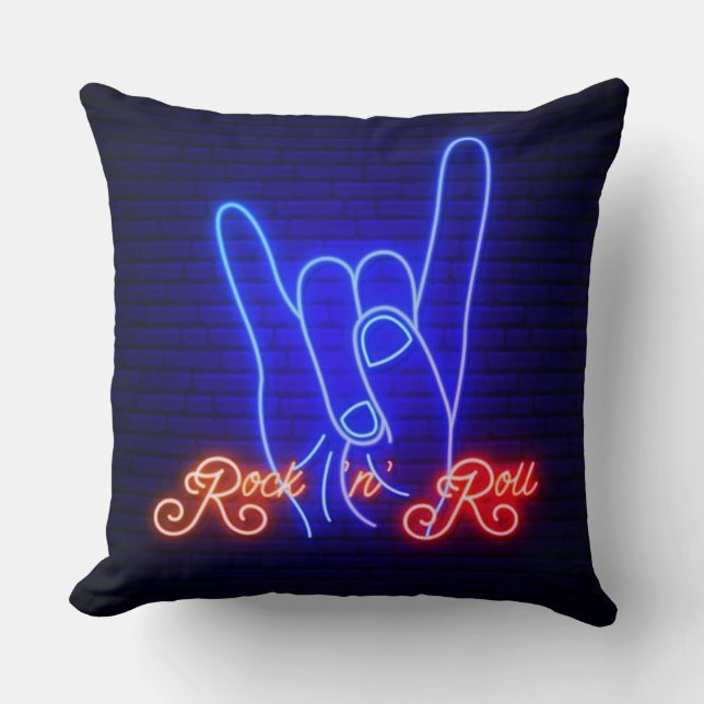 Horns Up Rock 'n Roll Kissen (Vorderseite)