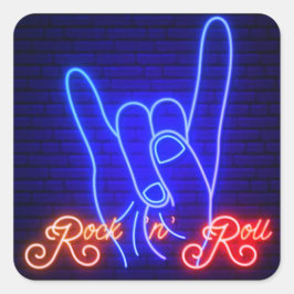 Horns Up Rock 'n Roll Square Quadratischer Aufkleber