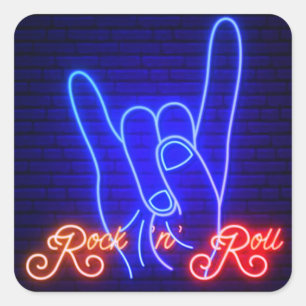 Horns Up Rock 'n Roll Square Quadratischer Aufkleber