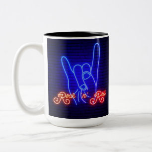 Horns Up Rock 'n Roll Zweifarbige Tasse