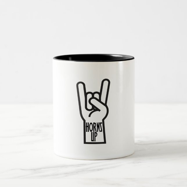 Horns Up Zweifarbige Tasse (Mittel)
