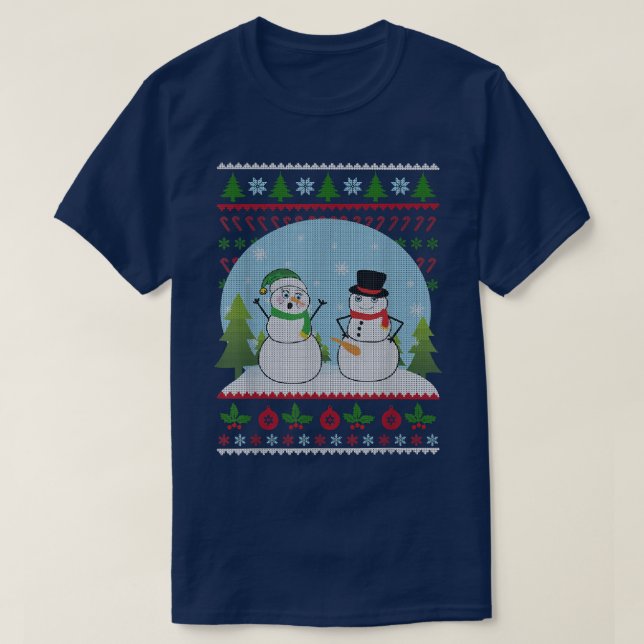Horny Snowman Ugly Christmas Sweater T-Shirt (Design vorne)