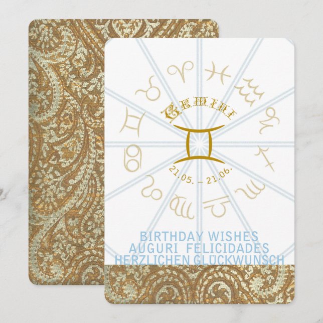 HOROSCOPE ~ Geburtstagsausflug - Gemini Einladung (Vorne/Hinten)