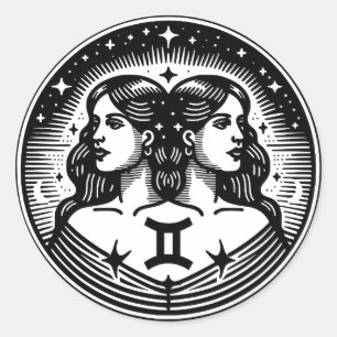 Horoscope Sign Gemini Symbol Runder Aufkleber