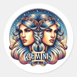 Horoscope Sign Gemini | Twins Astrologie-Zeichen Runder Aufkleber