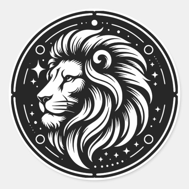Horoscope Sign Leo Lion Symbol Runder Aufkleber (Vorderseite)