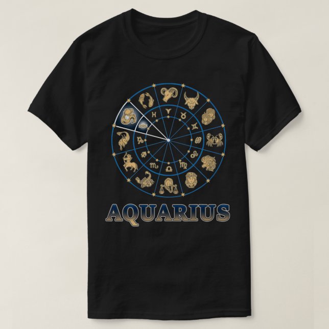 Horoskop Ascendant Zodiac Sign Aquarius T-Shirt (Design vorne)