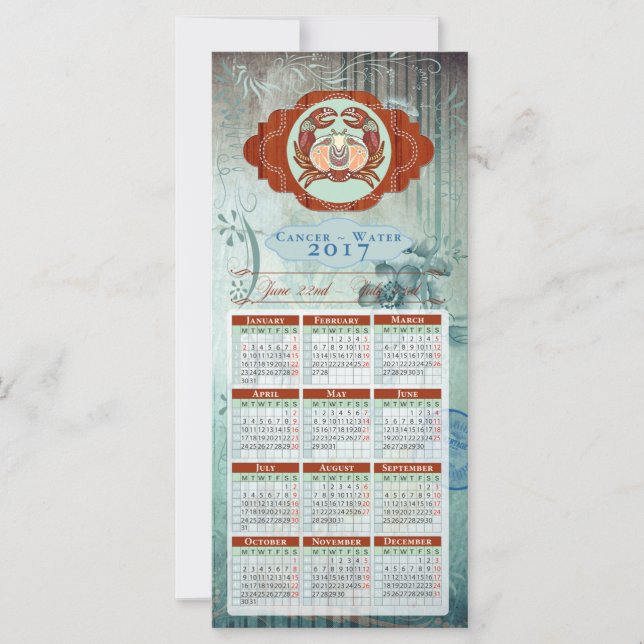 Horoskop Kalender Karte 2017 ~ Krebs (Vorderseite)