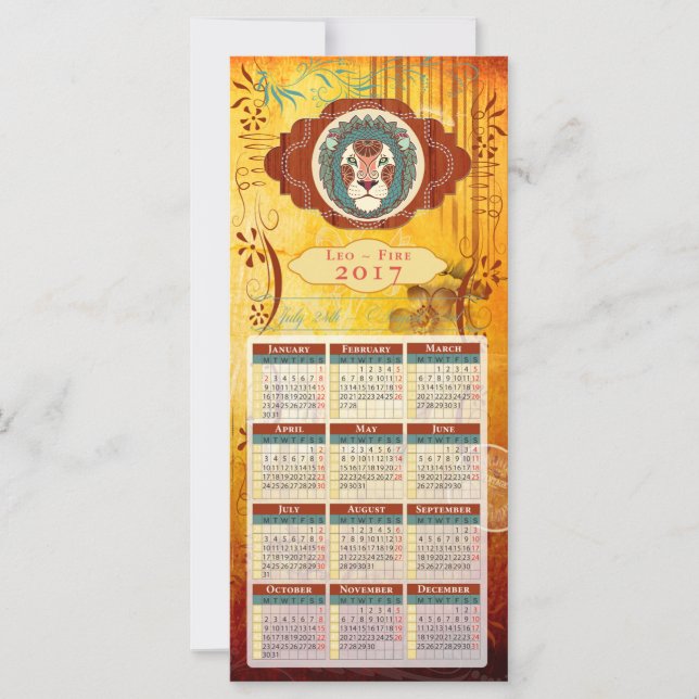 Horoskop Kalender Karte 2017 ~ Leo (Vorderseite)