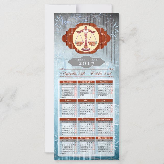 Horoskop Kalender Karte 2017 ~ Libra (Vorderseite)
