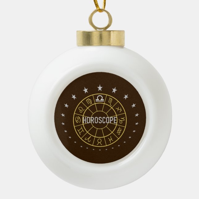 Horoskop/Libra Keramik Kugel-Ornament (Vorderseite)