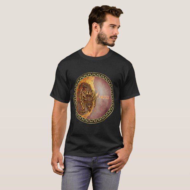 Horoskop mit goldener Folientextur mit schwarzer F T-Shirt (Vorne ganz)