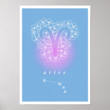 Horoskop-Poster mit Blume für die Geburt - Äries