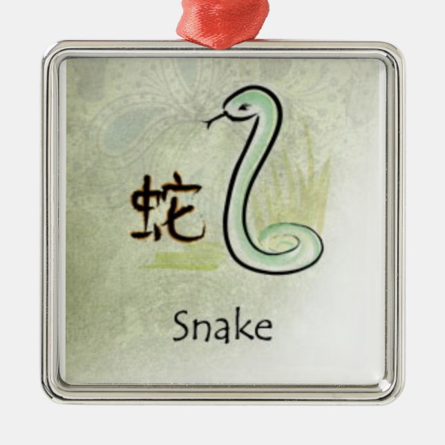 HOROSKOP-SCHLANGE SILBERNES ORNAMENT (Vorne)