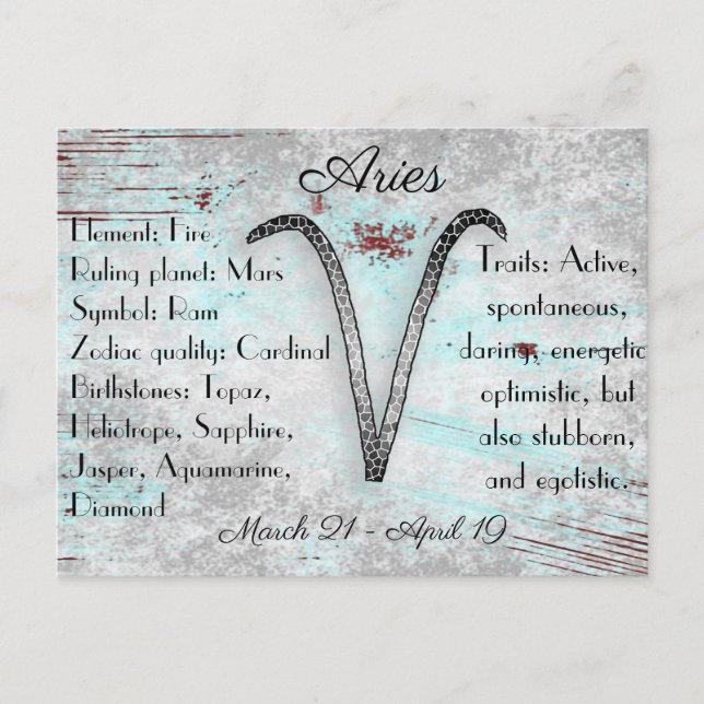 Horoskop Sign Aires Postkarte (Vorderseite)