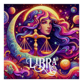 Horoskop Sign Libra Zodiac Ethereal Mystische Kuns Poster