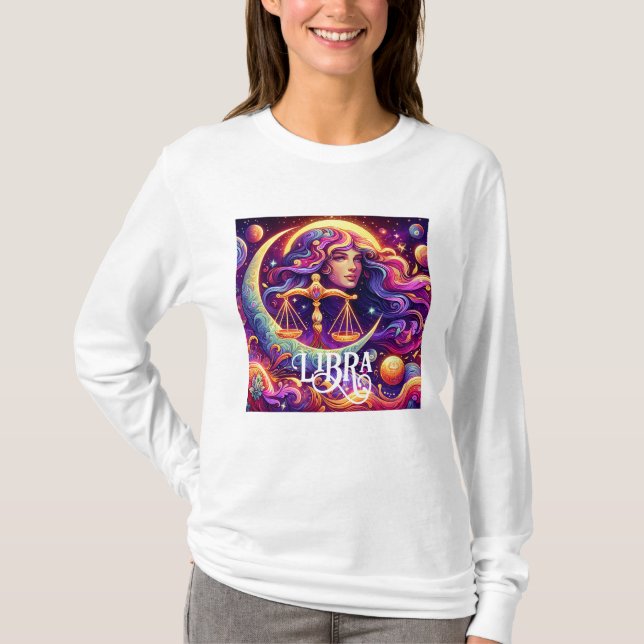 Horoskop Sign Libra Zodiac Ethereal Mystische Kuns T-Shirt (Vorderseite)