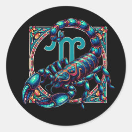 Horoskop Sign Scorpio | Blaue Skorpion Runder Aufkleber