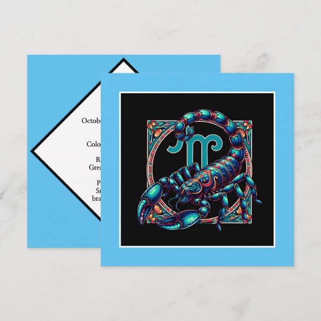 Horoskop Sign Skorpio Astrologie Geburtstag Karte (Vorne/Hinten)